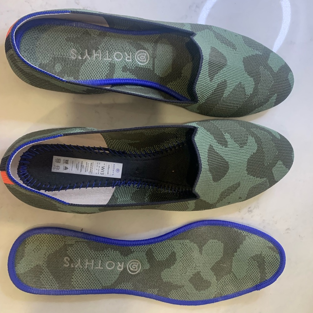 Rothy’s Green camo The Original Loafer. EUC. Size 13